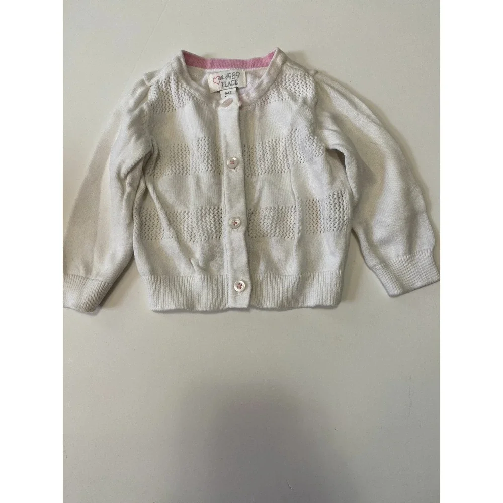 The Children's Place‎ Cardigan Girls 9-12 Months White Pointelle Knit Classic